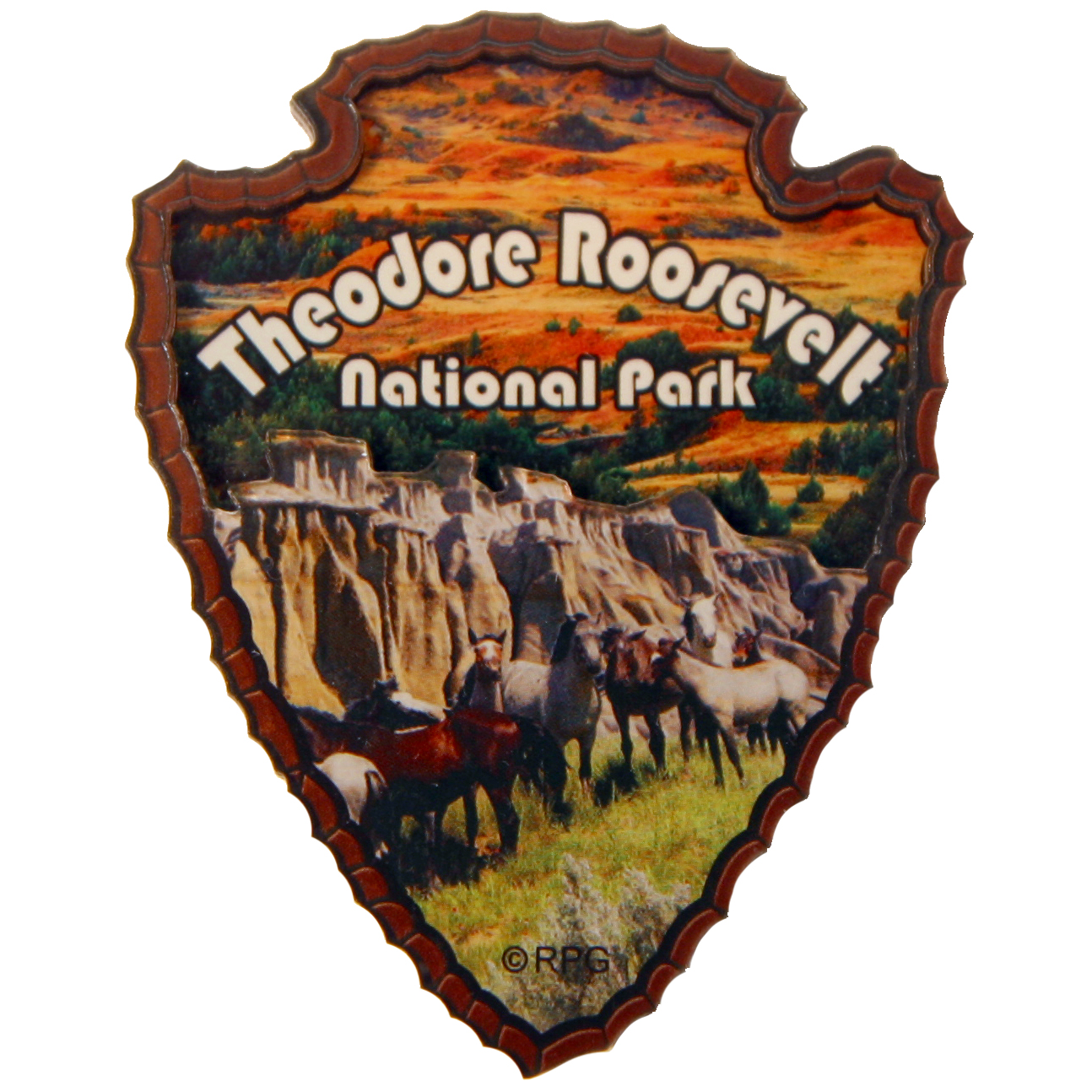 NORTH DAKOTA ROOSEVELT ARROWHEAD 3-D ACRYLIC MAGNET
