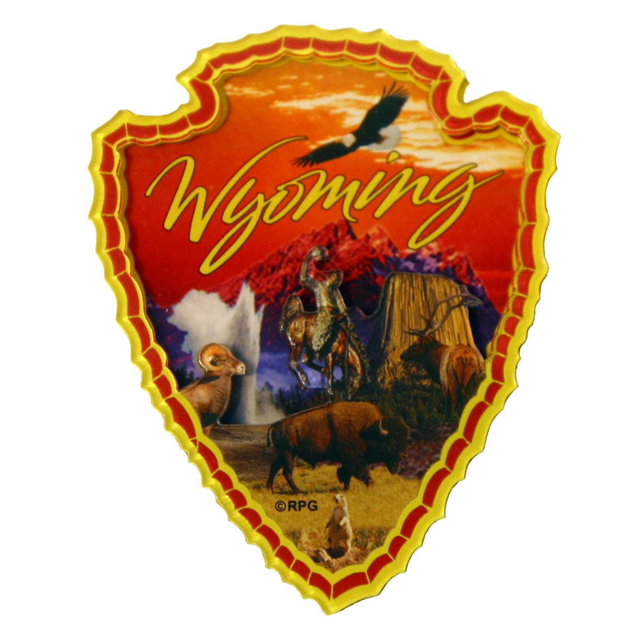WYOMING ARROWHEAD 3-D ACRYLIC MAGNET