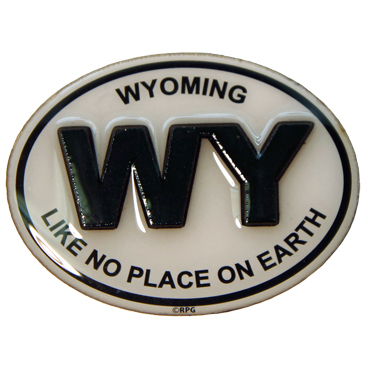 WYOMING BLACK AND WHITE 2D ..EPOXY MAGNET