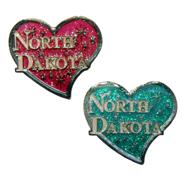 NORTH DAKOTA BLING HEART MAGNET