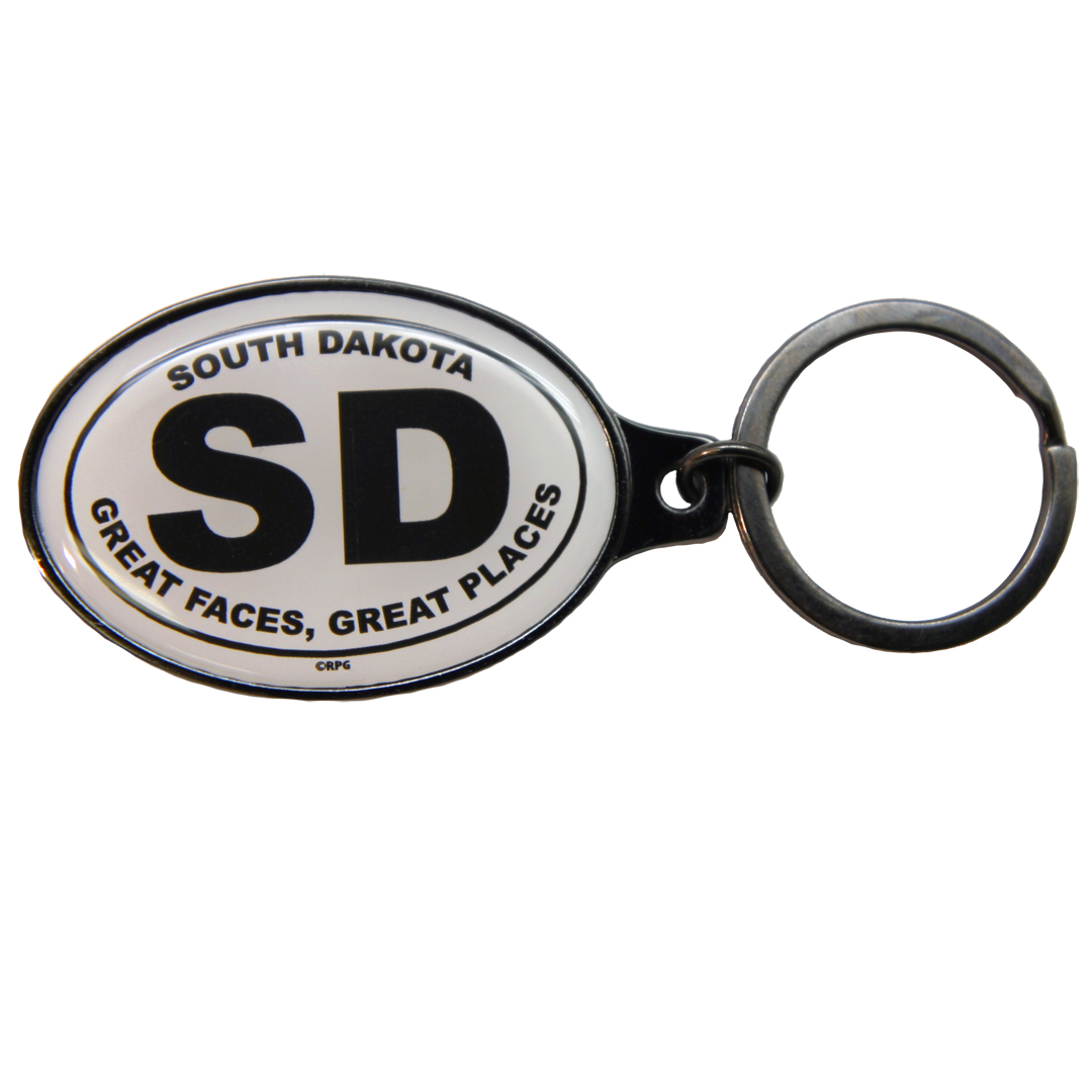 SOUTH DAKOTA BLACK AND WHITE EPOXY KEYCHAIN