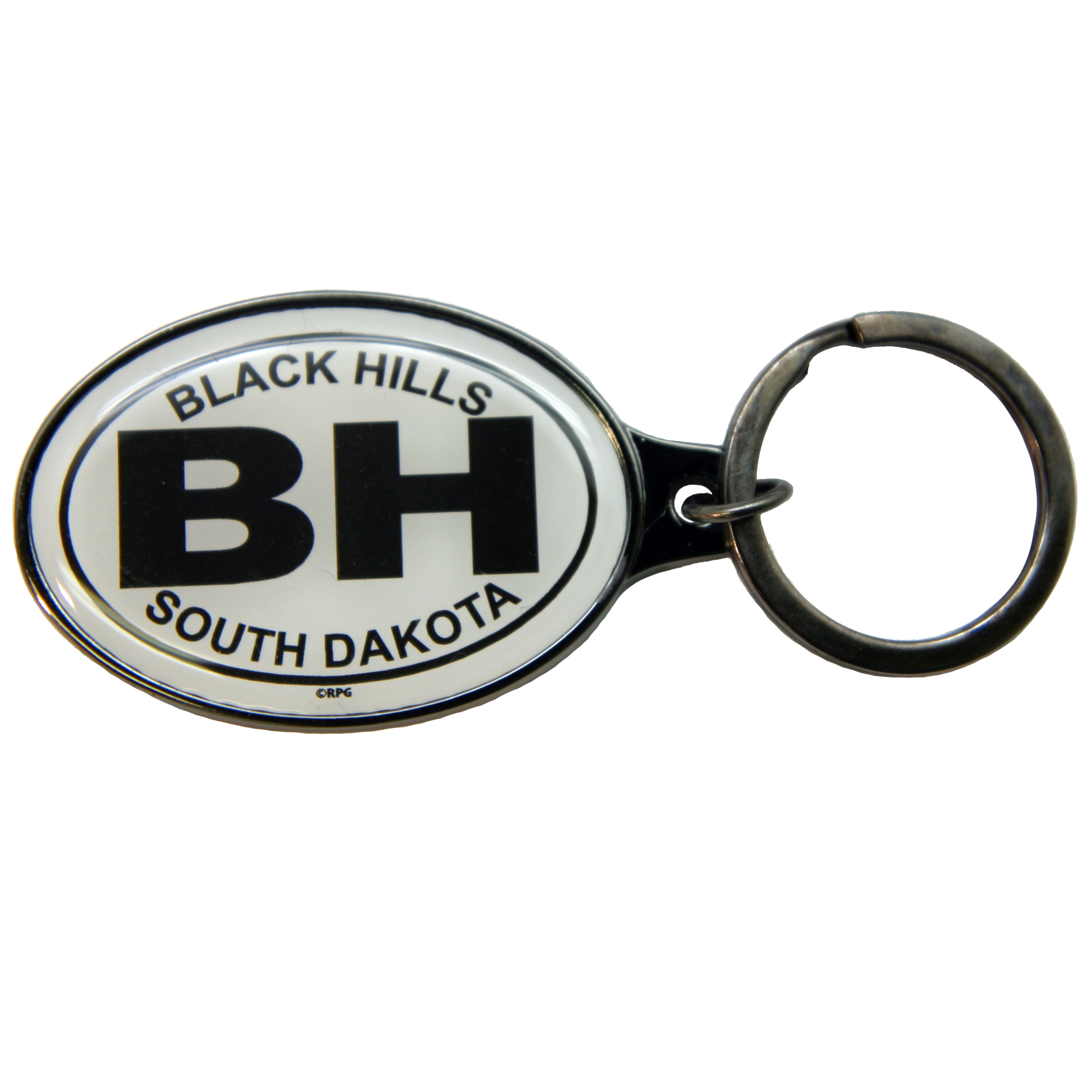 BLACK HILLS BLACK AND WHITE EPOXY KEYCHAIN