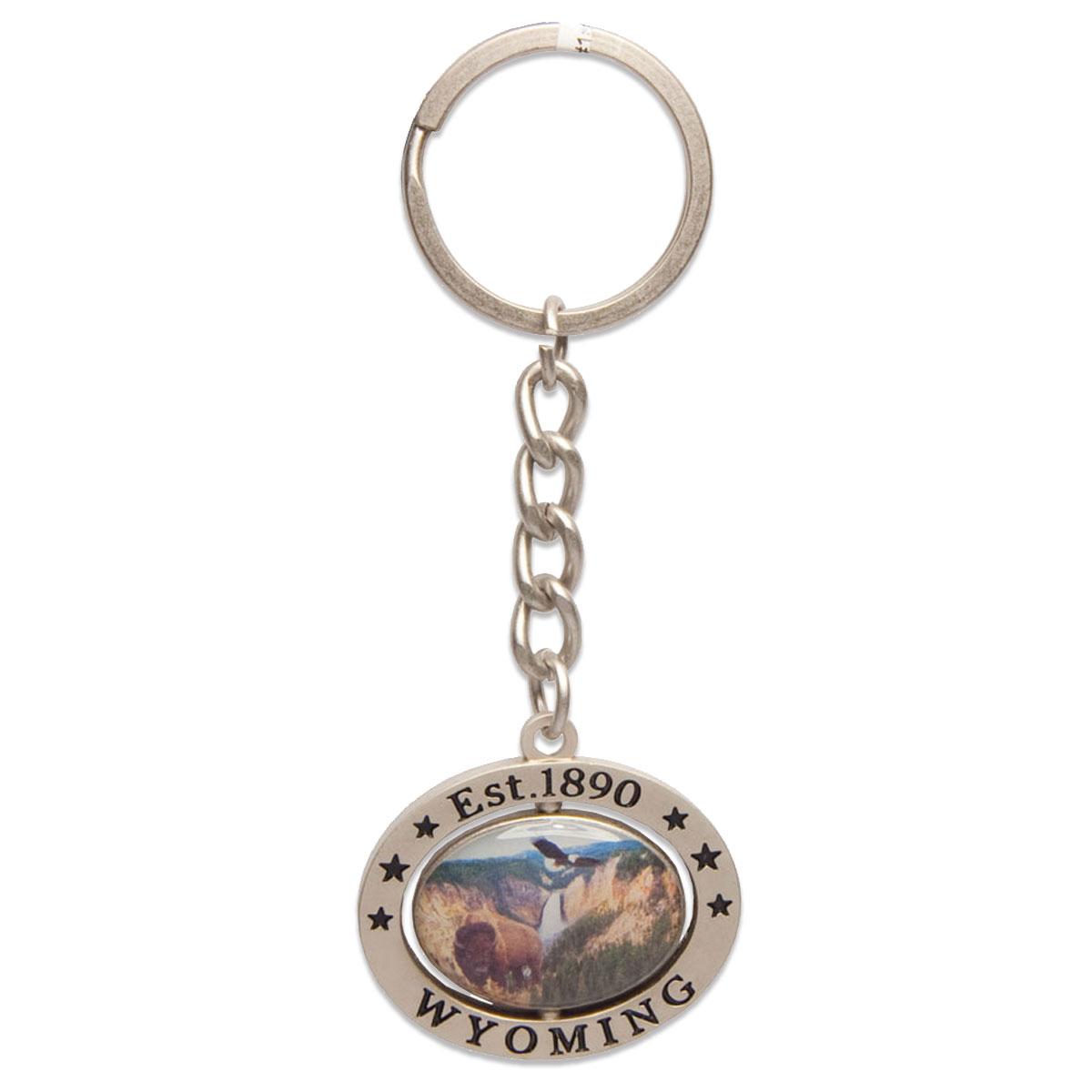 WYOMING PHOTO SPINNER KEYCHAIN