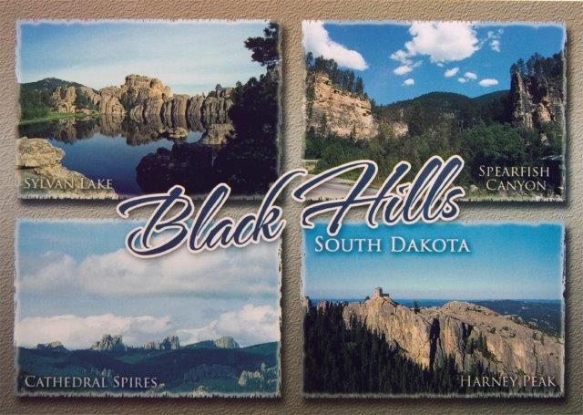 BLACK HILLS 4-VIEW POSTCARD