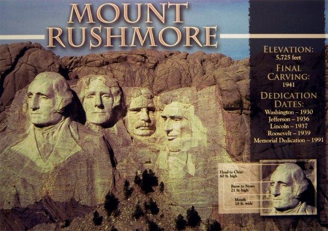 MOUNT RUSHMORE DIMENSIONS POSTCARD