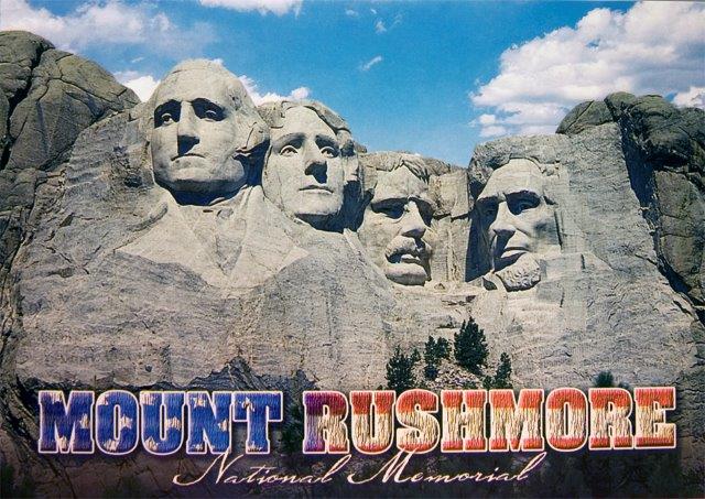 MOUNT RUSHMORE RED/WHITE/BLUE POSTCARD