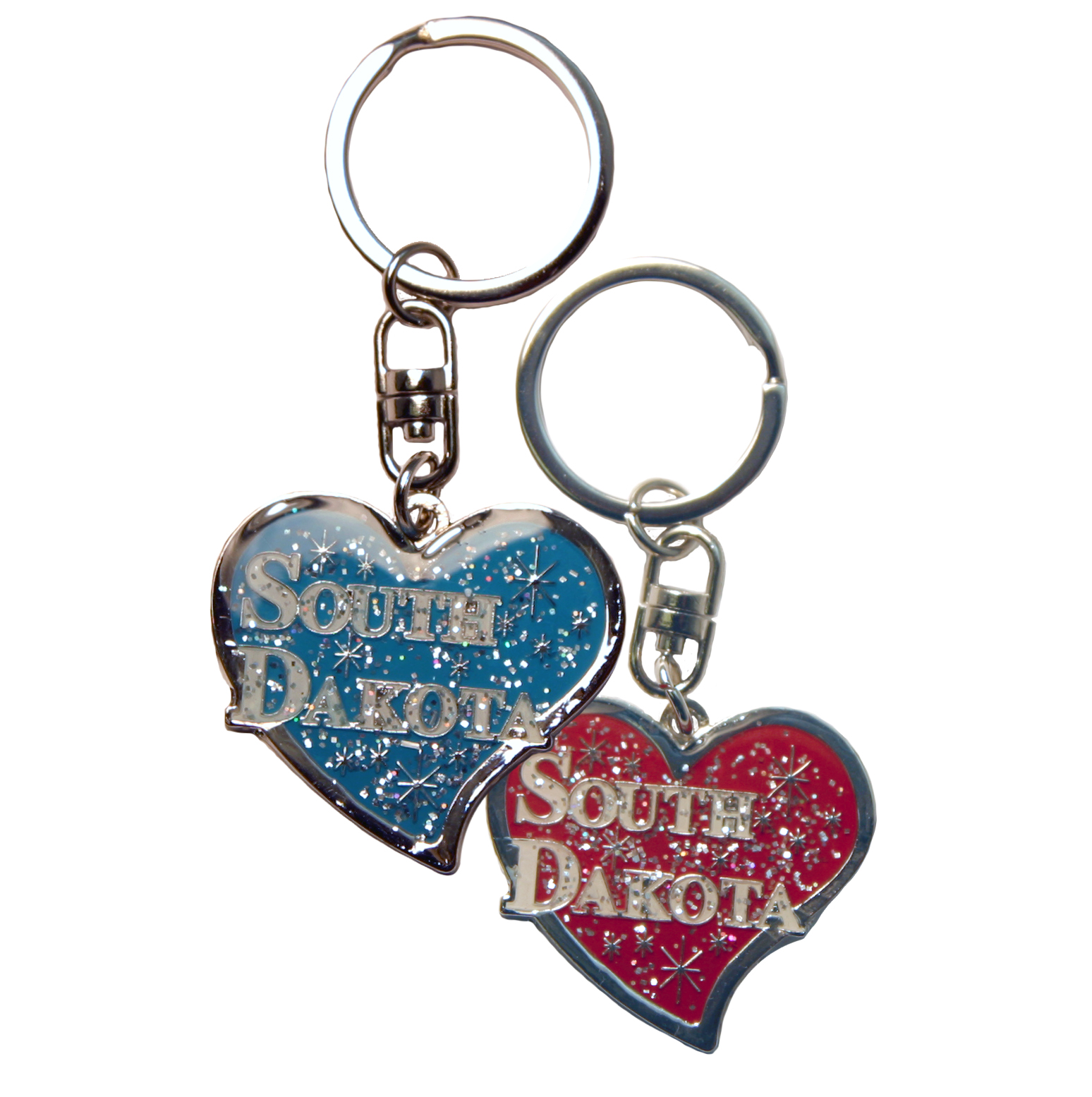 SOUTH DAKOTA BLING HEART KEYCHAIN