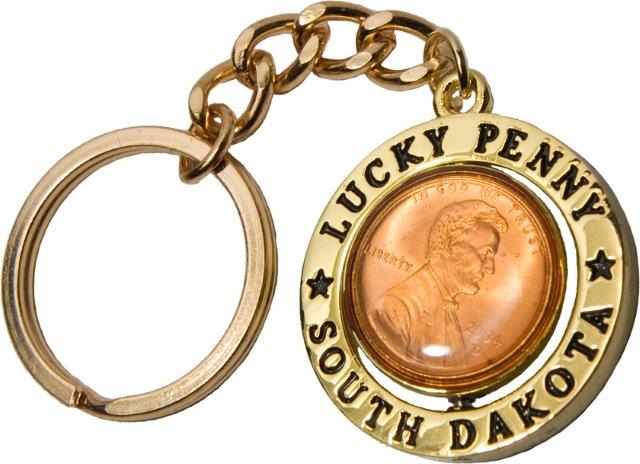 SOUTH DAKOTA LUCKY PENNY SPINNER KEYCHAIN