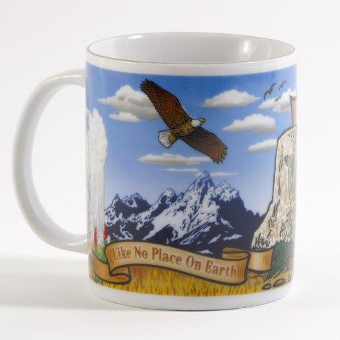 WYOMING STATE MUG WITH GOLD RIM