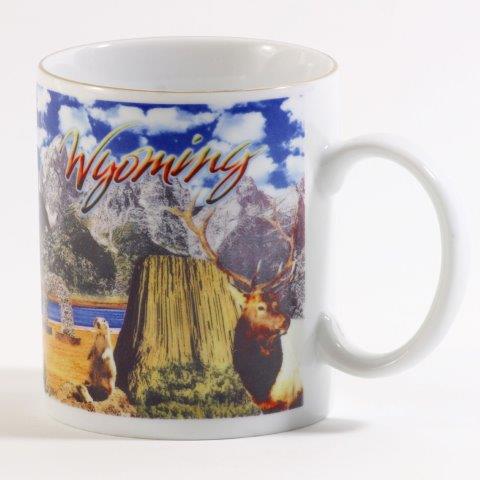 WYOMING LINE MUG WITH GOLD RIM