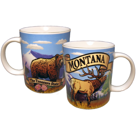 MONTANA STATE MUG WITH GOLD RIM