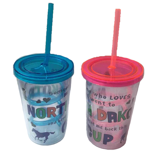 NORTH DAKOTA TUMBLER WITH TWISTY STRAW