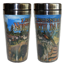 NORTH DAKOTA GLITTER STAINLESS STEEL THERMAL MUG