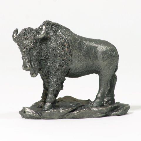 PEWTER BUFFALO STATUE