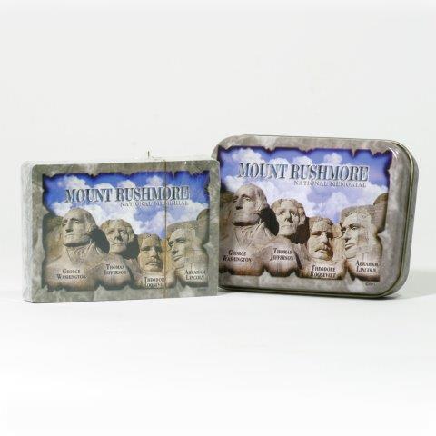 MOUNT RUSHMORE NAMES METAL BOX PLAYING CARDS