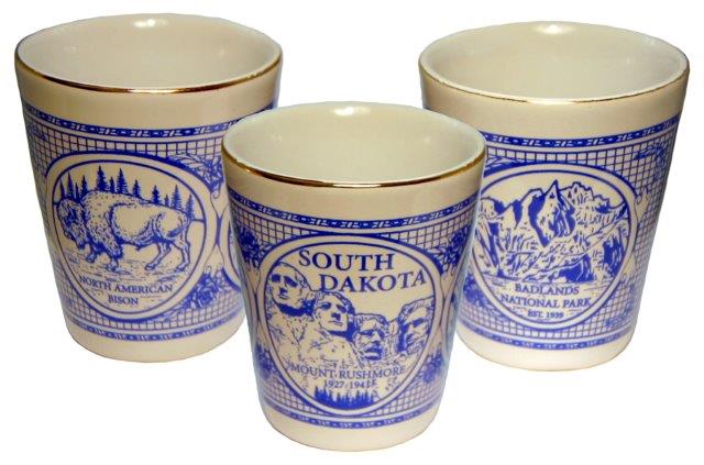 SOUTH DAKOTA BLUE COLONIAL SHOT WITH GOLD RIM
