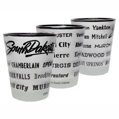 SOUTH DAKOTA FROSTED TOWN NAMES SHOT WITH BLACK RIM