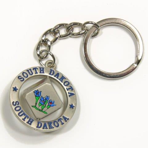 SOUTH DAKOTA PRINTED BLOCK SPINNER KEYCHAIN