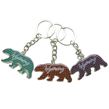 WYOMING BLING BEAR KEYCHAIN