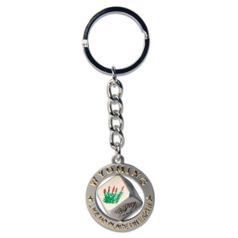 WYOMING PRINTED BLOCK SPINNER KEYCHAIN