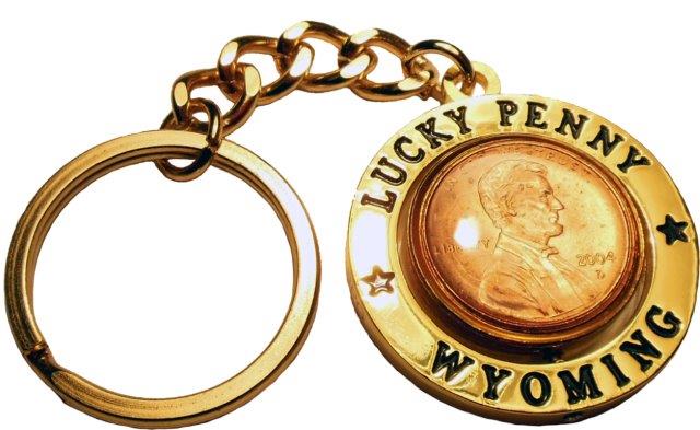 WYOMING LUCKY PENNY SPINNER KEYCHAIN