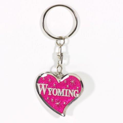 WYOMING BLING HEART KEYCHAIN
