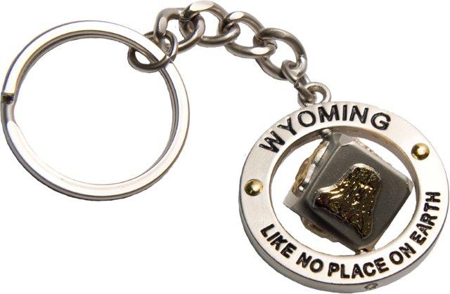 WYOMING GOLD BLOCK SPINNER KEYCHAIN