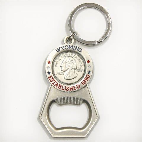WYOMING QUARTER BOTTLE OPENER KEYCHAIN