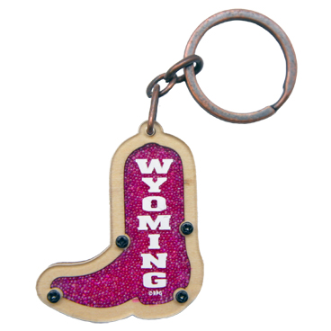 WYOMING WOOD BOOT KEYCHAIN