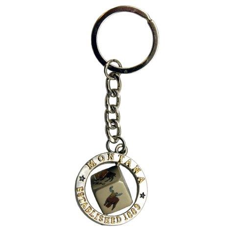 MONTANA PRINTED BLOCK SPINNER KEYCHAIN