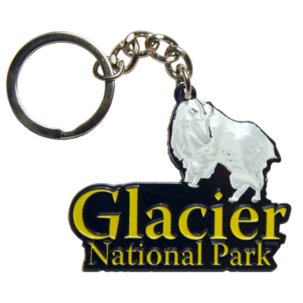 GLACIER MOUNTAIN GOAT METAL KEYCHAIN