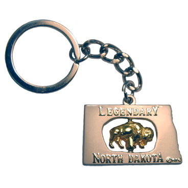 NORTH DAKOTA PEWTER/GOLD SPINNER KEYCHAIN