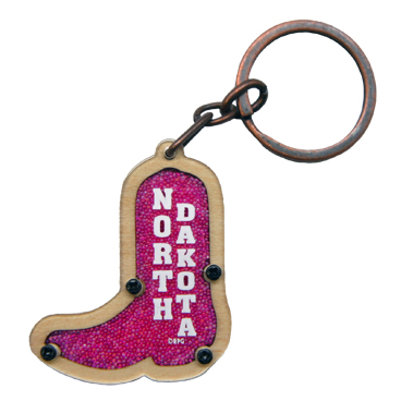 NORTH DAKOTA WOOD BOOT KEYCHAIN