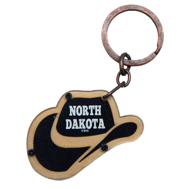 NORTH DAKOTA WOOD HAT KEYCHAIN