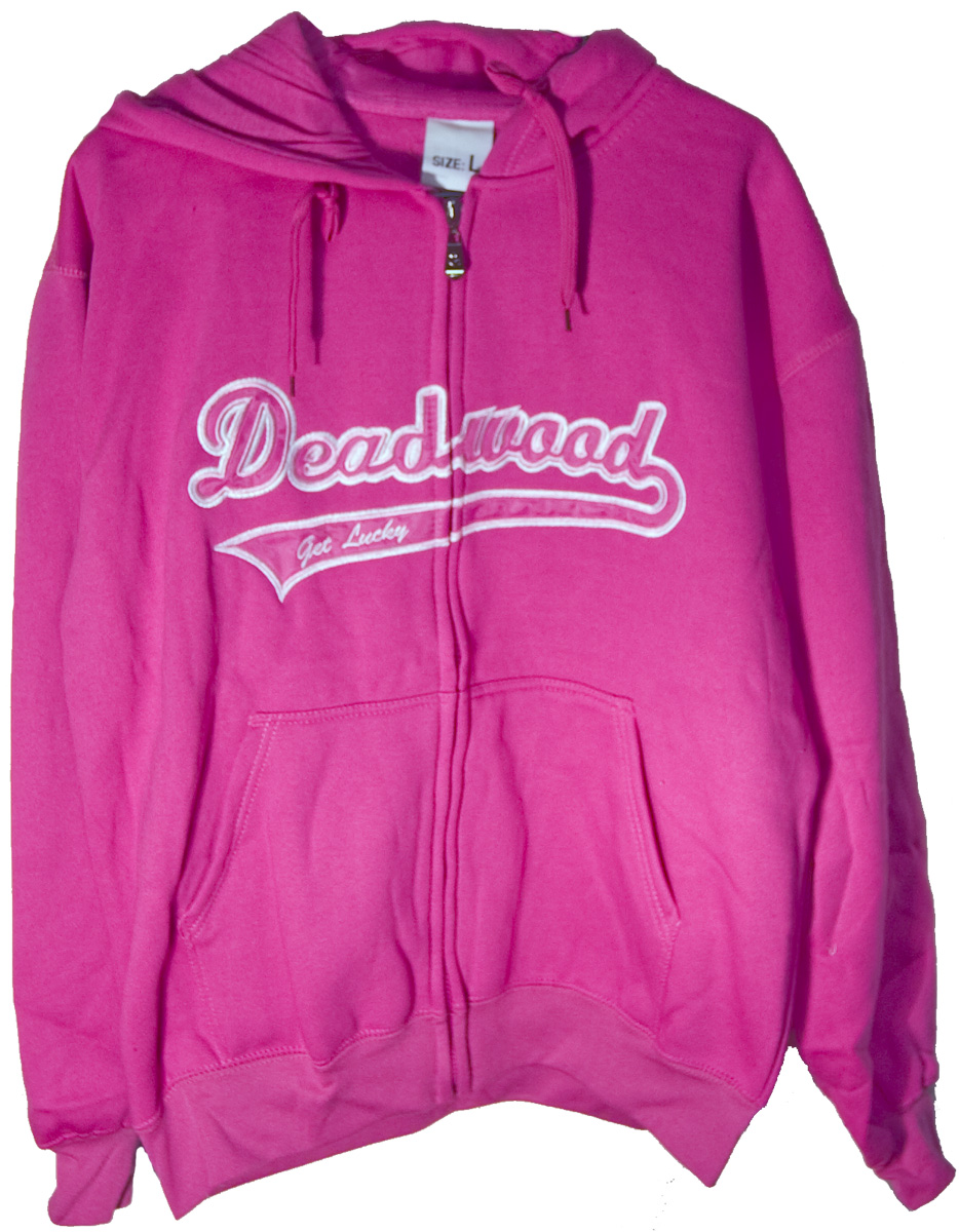 DEADWOOD GET LUCKY HOT PINK APPLIQUE ZIP HOODY