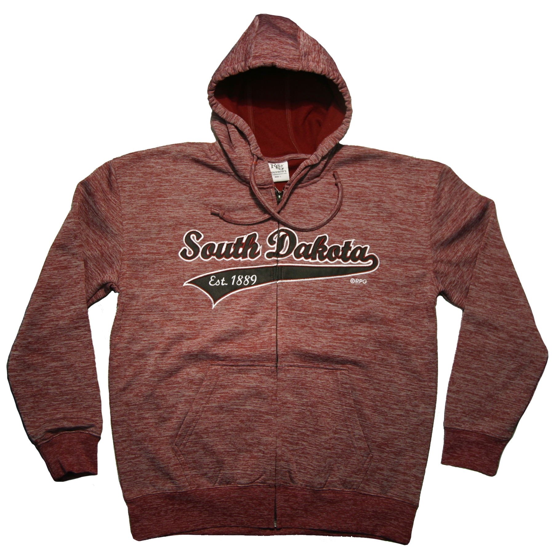 SOUTH DAKOTA HEATHERED MAROON POLYESTER ZIP HOODY