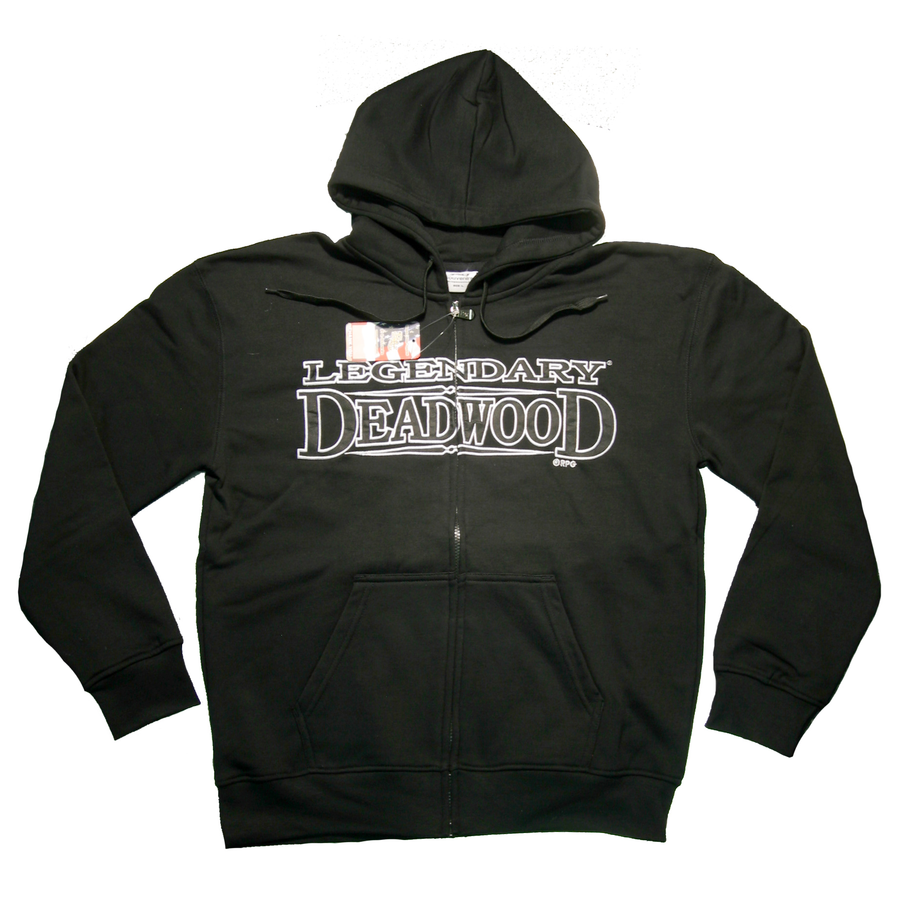 DEADWOOD BLACK APPLIQUE ZIP HOODY