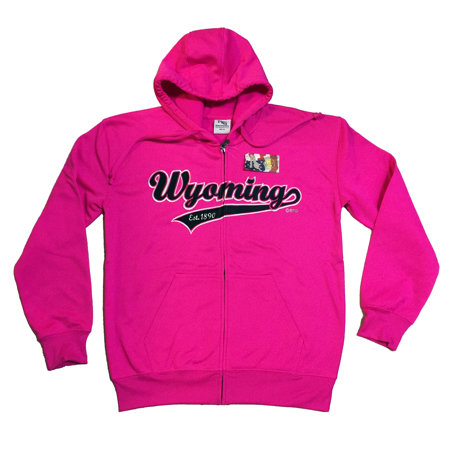WYOMING 1890 HOT PINK APPLIQUE ZIP HOODY
