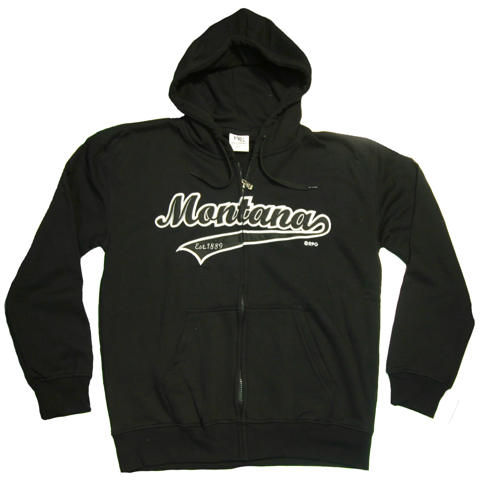 MONTANA BLACK APPLIQUE ZIP HOODY