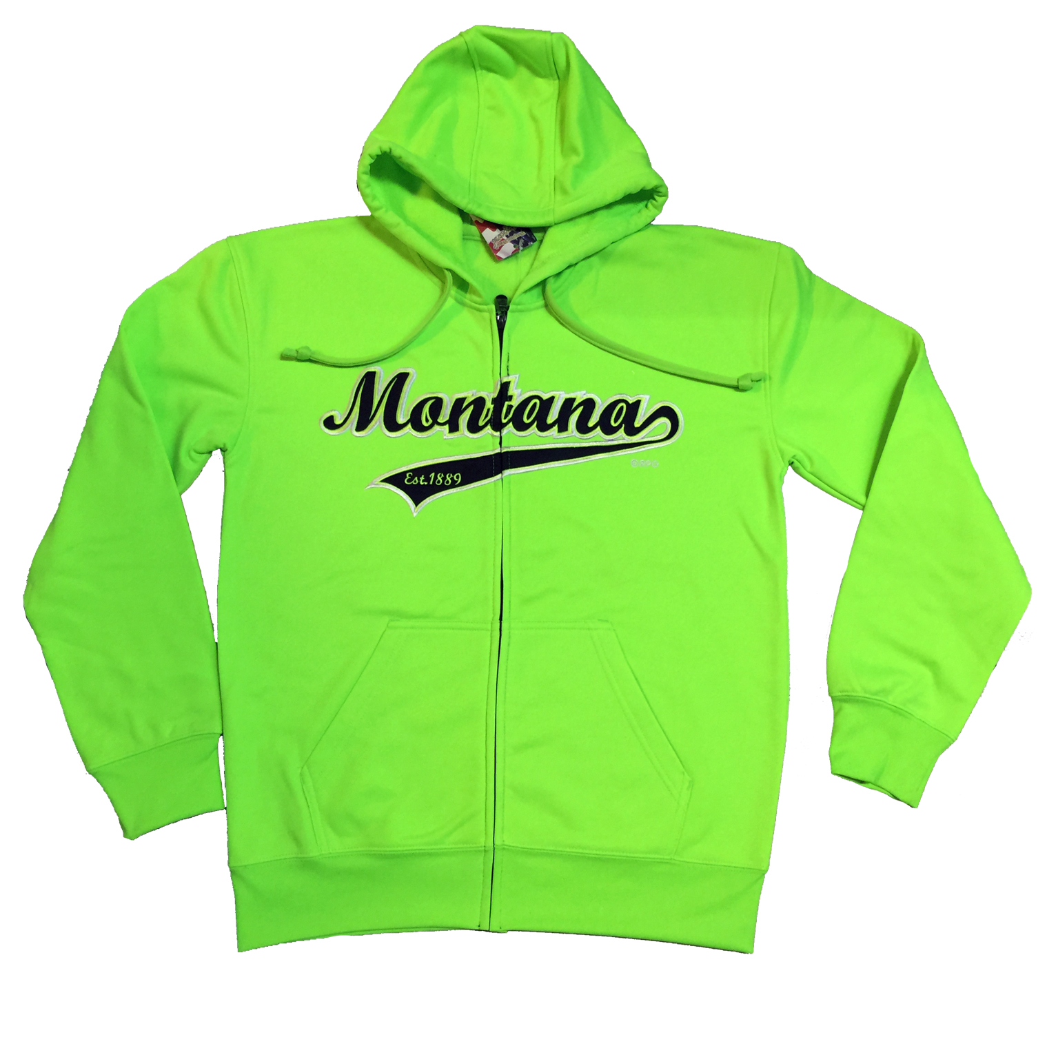 MONTANA NEON GREEN POLYESTER ZIP HOODY