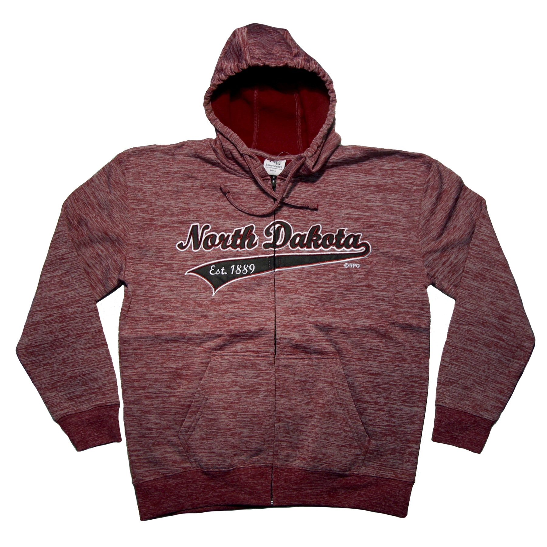 NORTH DAKOTA HEATHERED MAROON POLYESTER ZIP HOODY