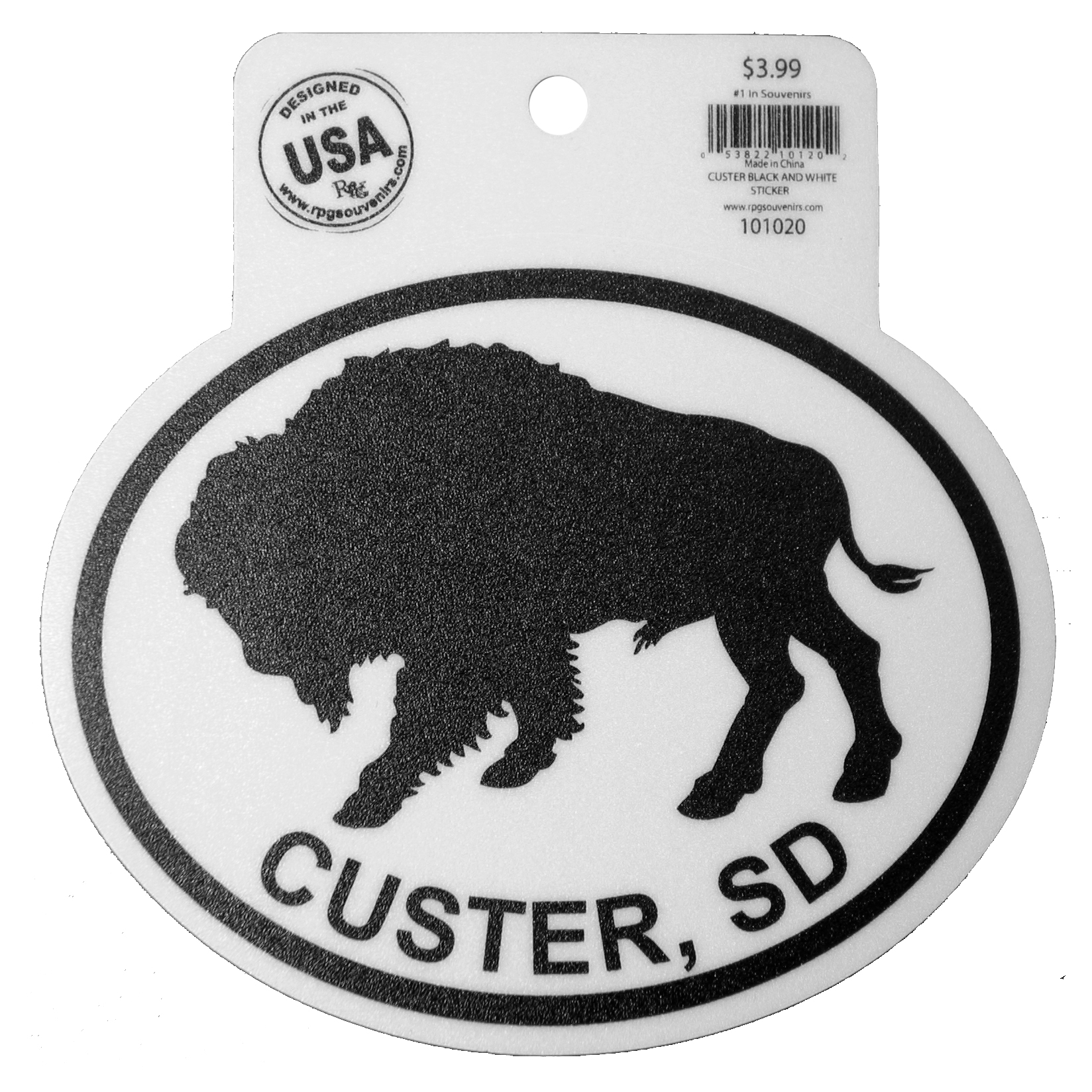 CUSTER BLACK AND WHITE STICKER