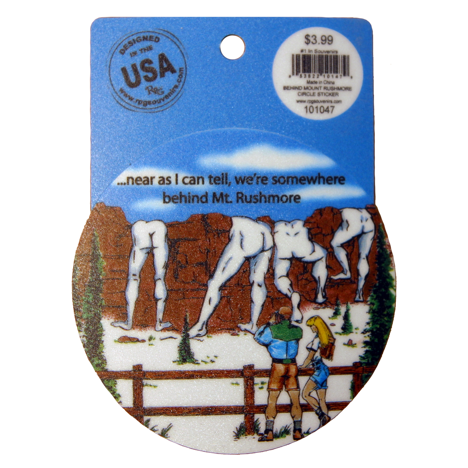 BEHIND MOUNT RUSHMORE CIRCLE STICKER