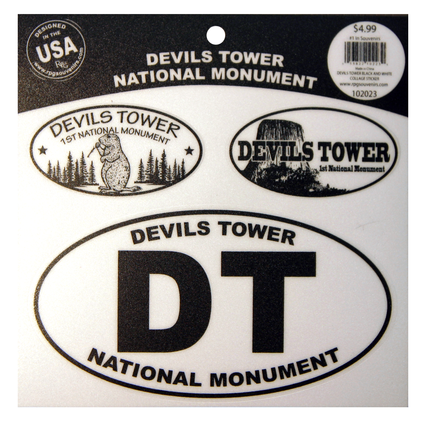 DEVILS TOWER BLACK AND WHITE COLLAGE STICKER