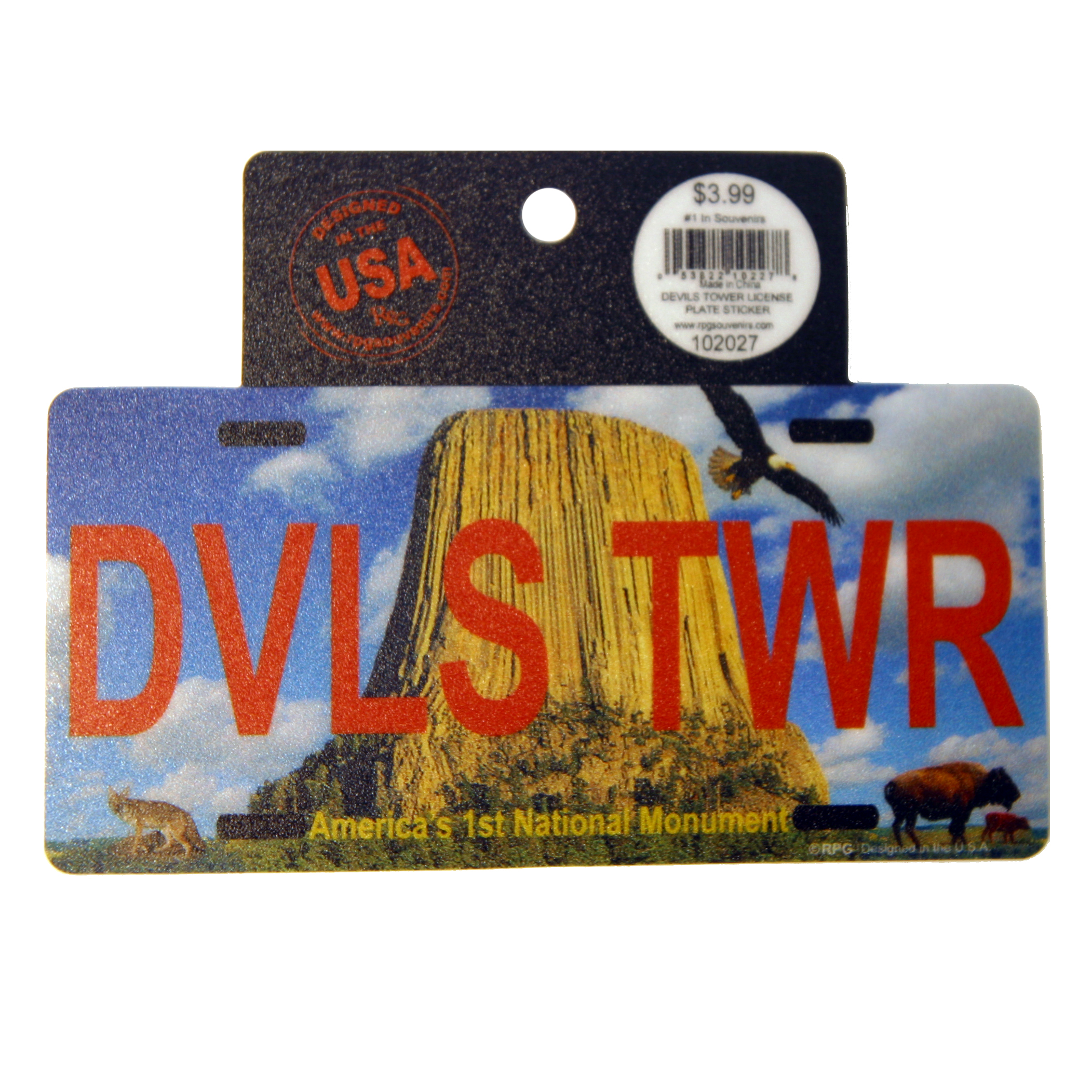 DEVILS TOWER LICENSE PLATE STICKER