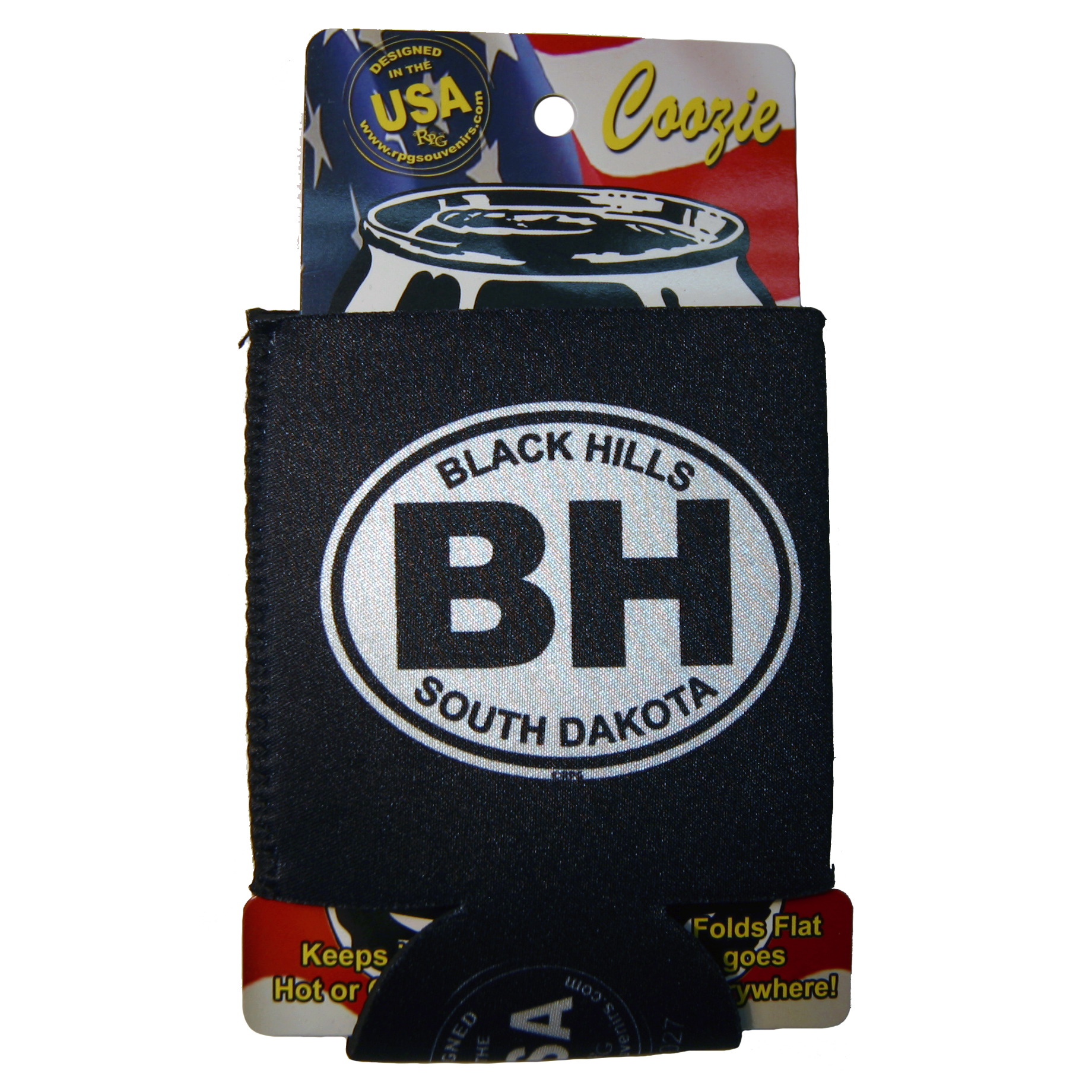 BLACK HILLS B&W OVAL CAN COOZIE