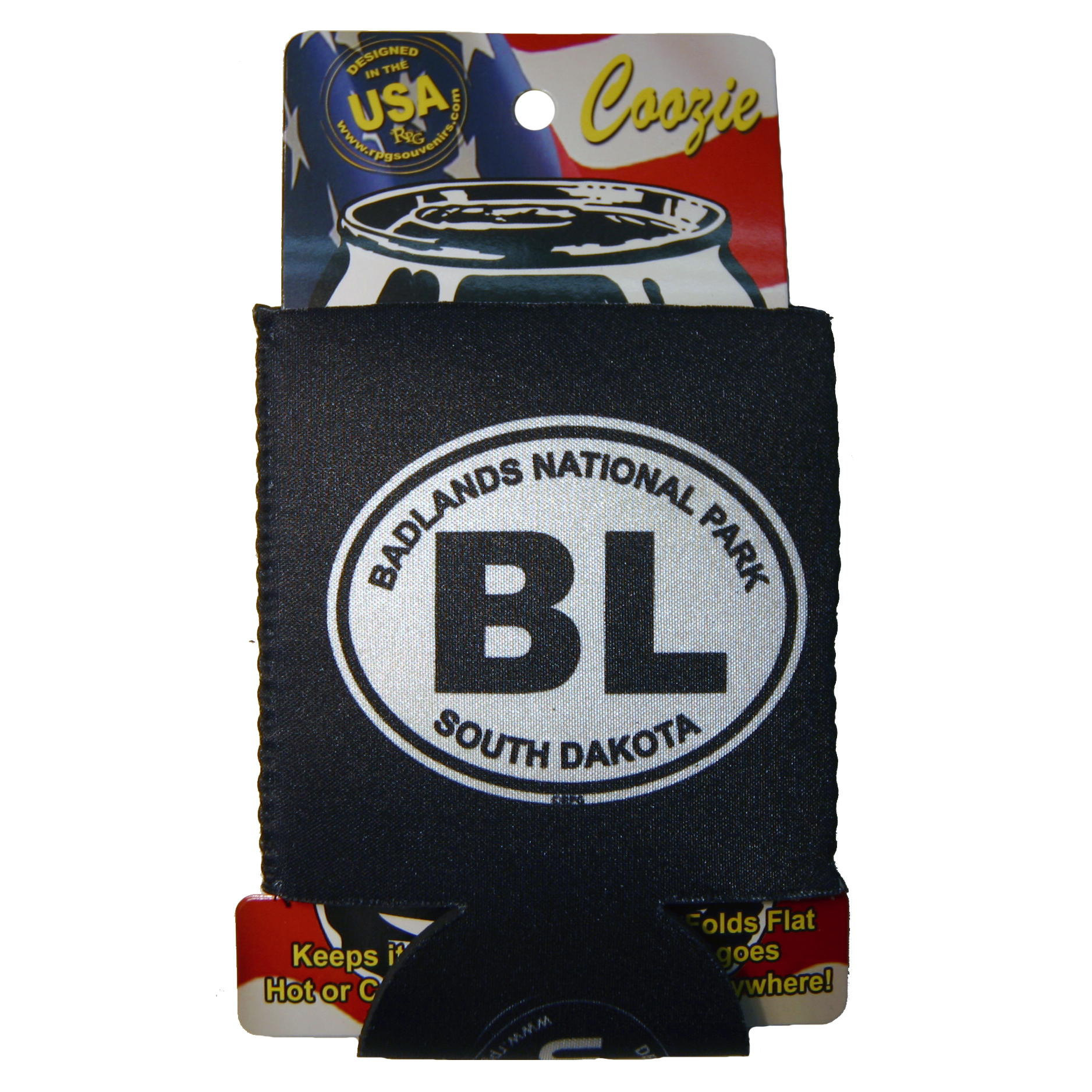 BADLANDS B&W OVAL CAN COOZIE