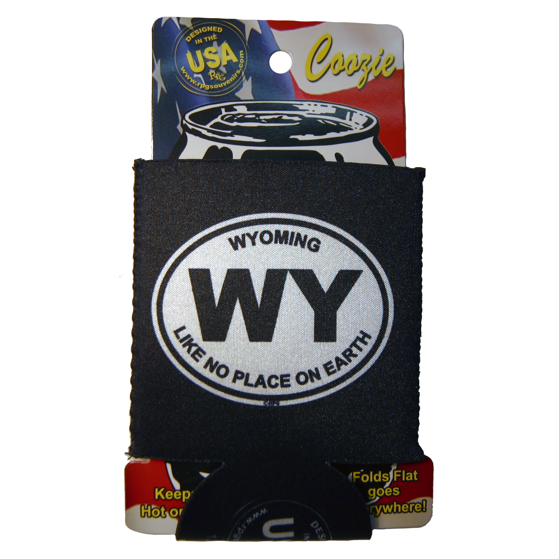 WYOMING B&W OVAL CAN COOZIE