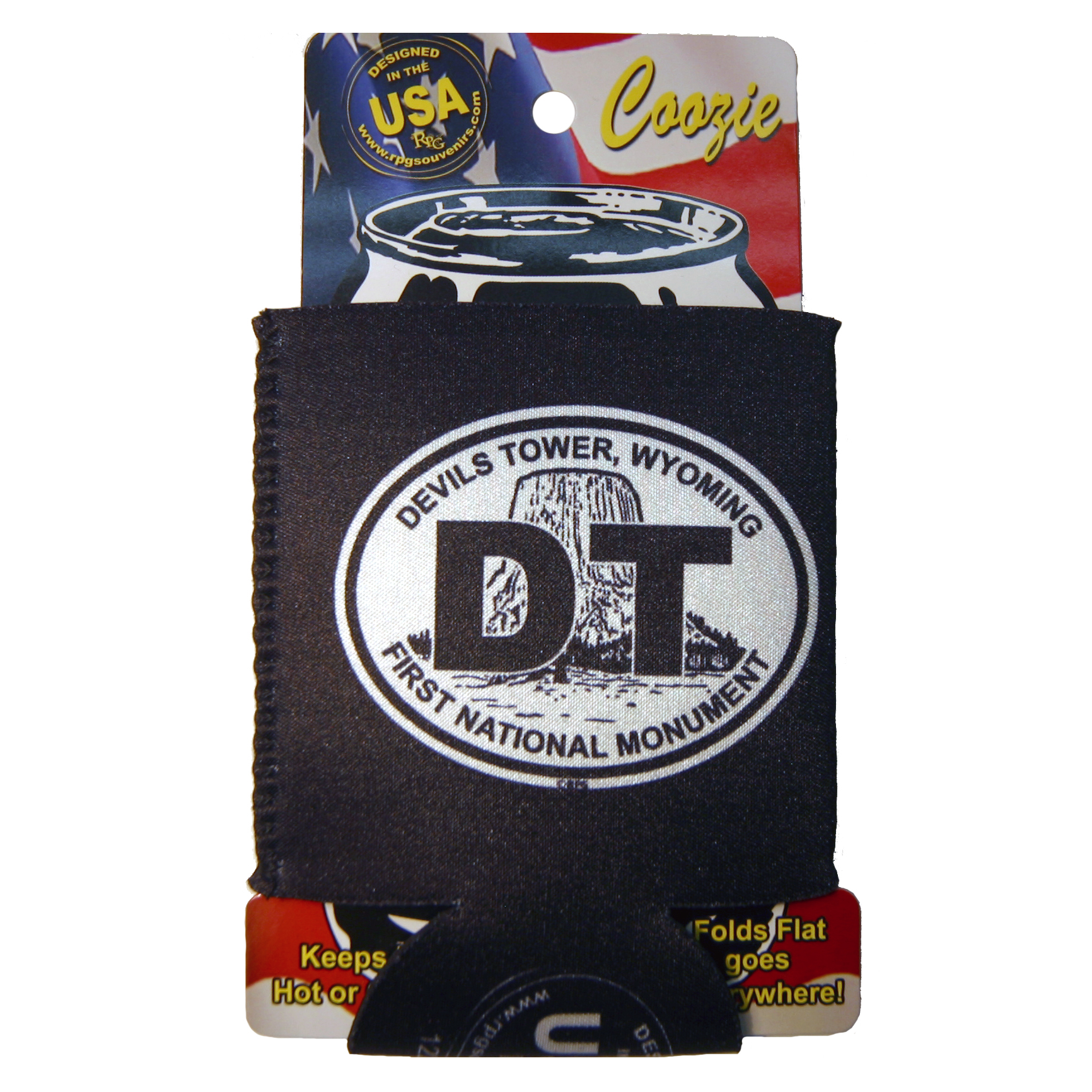 DEVILS TOWER B&W OVAL CAN COOZIE