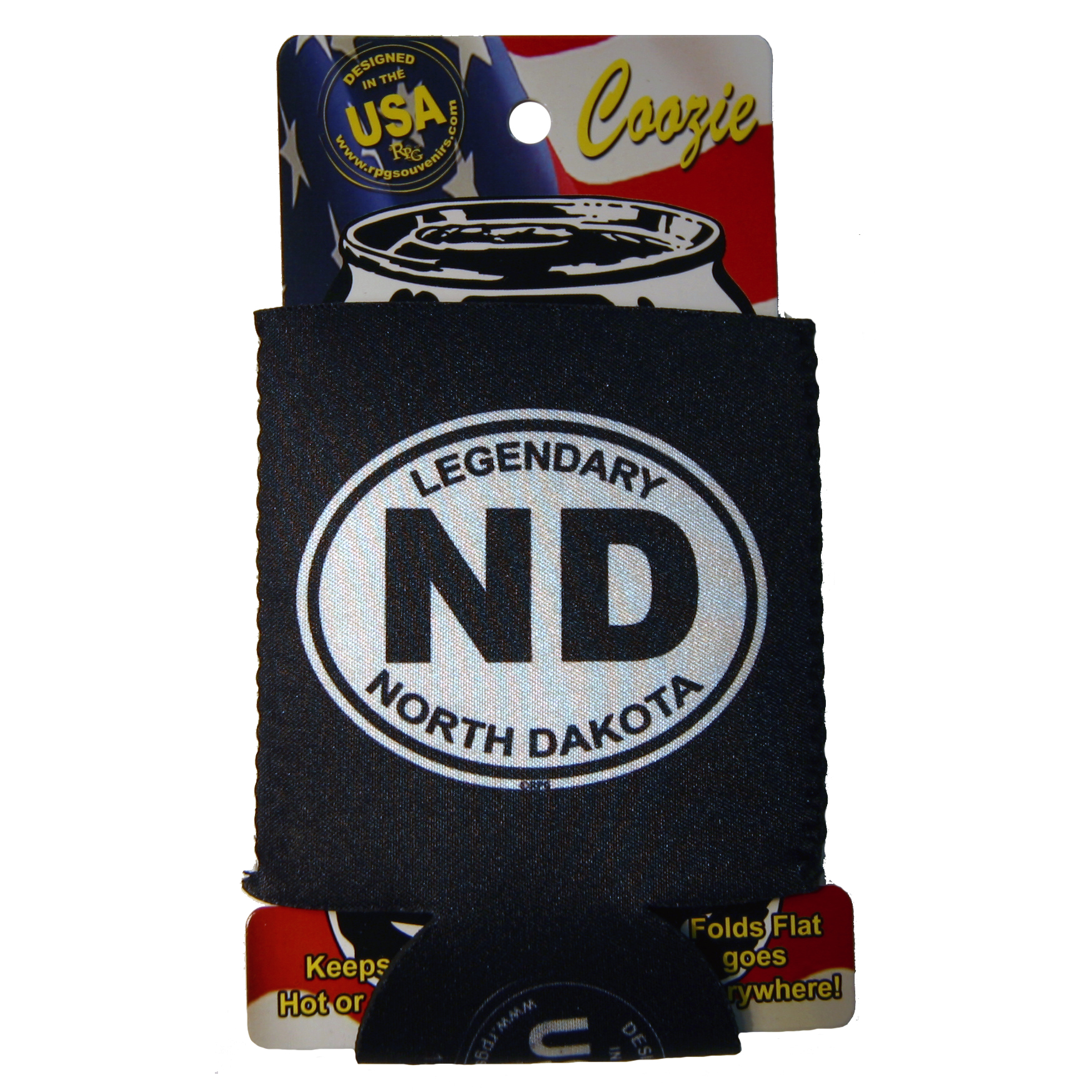 NORTH DAKOTA B&W OVAL CAN COOZIE